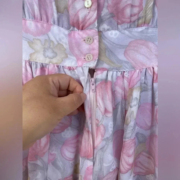 GUNNE SAX by JESSICA Mcclintock Pink Floral PRAIRIE VICTORIAN DRESS size 7 - Picture 14 of 16